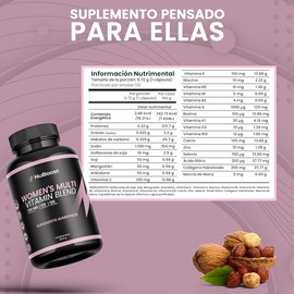NuBoost Multivitamínico Mujer - 120 Cápsulas para 4 Meses - Vitaminas para Mujer con Biotina, Colágeno y Ácido Fólico - Cabello, Piel y Uñas - Antioxi