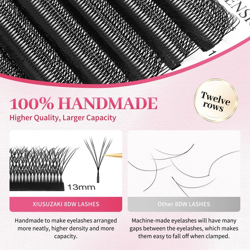 XIUSUZAKI Lash Extensions Double Tips 4D Eyelash Extensions W Shape