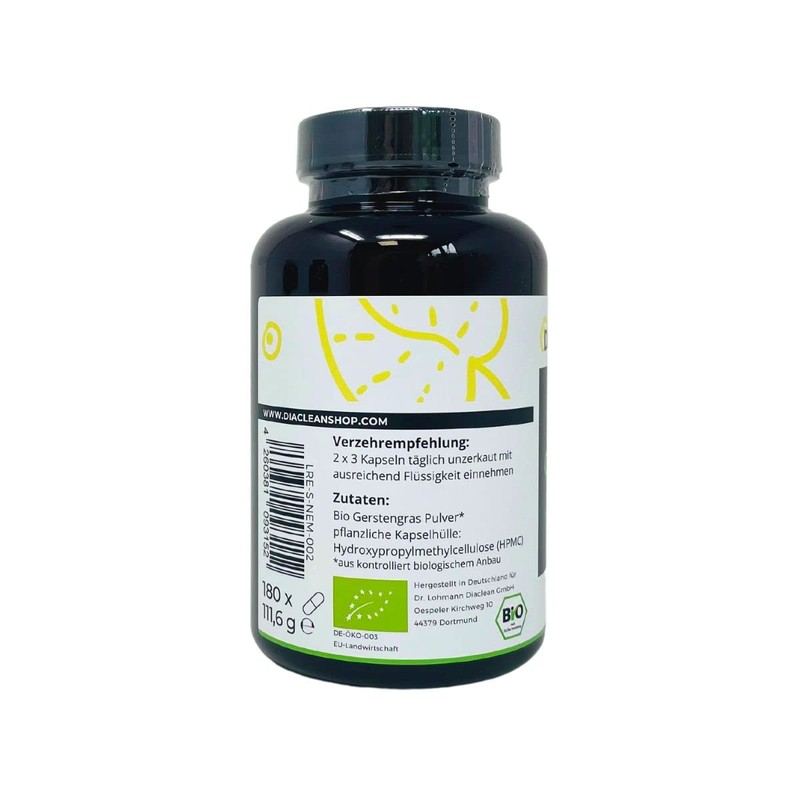 Organic Barley Grass 180 Capsules - 500 mg per Capsule