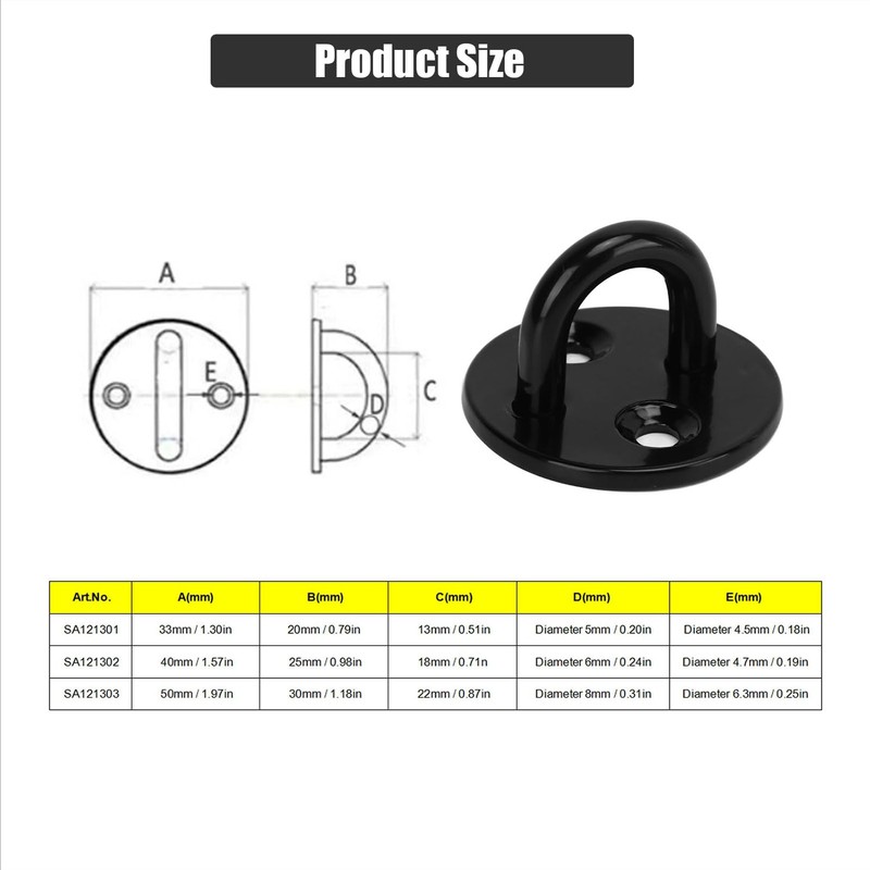 Tissting 304 Stainless Steel Pad Eye Plate Hook,Base Diameter 50mm/1.97in