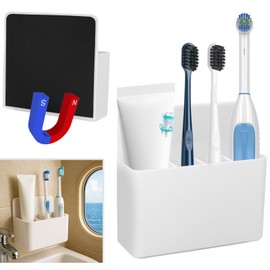 Magnetic Toothbrush & Toothpaste Holder for Cruise Ships, Wall‑Mounted Cruise Bathroom Organizer, Compact Travel Storage, 2025 Cruise Essentials