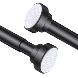 Suranew 25-88" Black Commercial Spring Tension Rod, No Drill Heavy Duty Adjustable Shower Curtain Rod for Large Bathroom/Closet