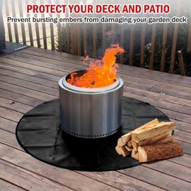 36" Fire Pit Mat for Solo Stove Bonfire, Round Fireproof Under Grill Mat Fireproof Mat for Grass Outdoor Wood Burning Fire Pit BBQ Smoker, Portable and Reusable