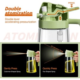 TRENDING LIFESTYLE 16oz Olive Oil Dispenser Bottle for Kitchen - 2 in 1 Oil Dispenser and Oil Sprayer for Cooking, Air Fryer, Salad, 470ml Olive Oil Sprayer (Green)