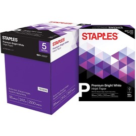 Staples Inkjet Paper, 8 1/2" x 11", Bright White, Half Case