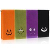 Whaline 4Pcs Halloween Hand Towels Spooky Pumpkin Face Monster Embroidered
