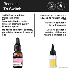 Soulflower Rosemary Essential Oil - Ideal for hair growth, hair loss and scalp nourishment. Suitable for all hair types. 100% Pure, ECOCERT COSMOS Certified Organic 15ml