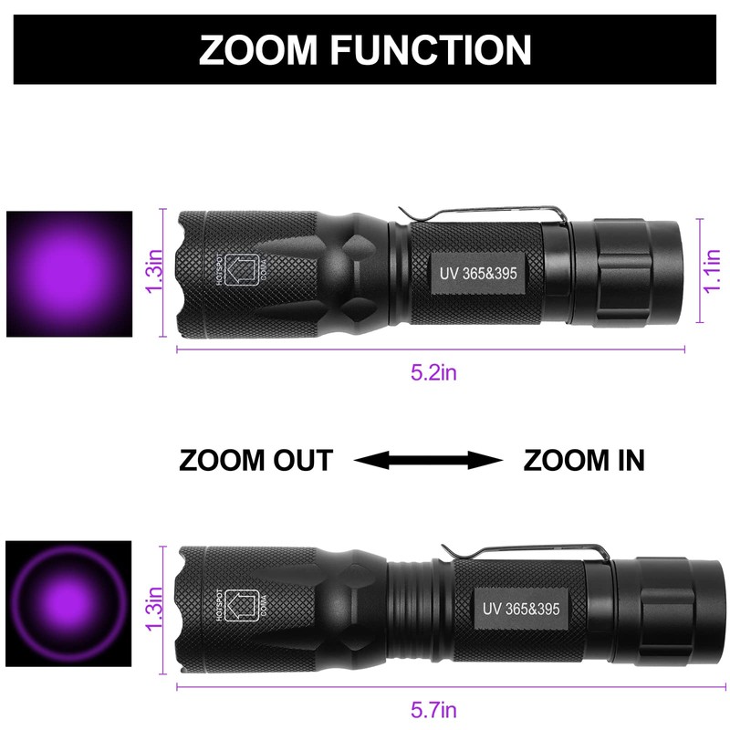 EOWCO UV Light Flashlight, 365nm 395nm Black Light Flashlights, Handheld