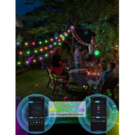Smart Globe String Lights RGB Built in Chip, 33Ft 16 Million Color Changing String Fairy Lights APP & Remote Control DIY Music Sync Twinkle Lights for Bedroom Christmas Party Outdoor Home Decor