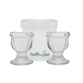 HealthAndYoga™ ChillEyes Transparent Glass Eye Wash Cup - Effective Eye Rinse and Cleansing – Eco-Friendly, Non-Reactive, Safe and Comfortable (Clear - Set of 2)