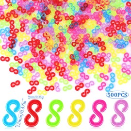 DHKFXKT S Clips Rubber Band Clips, 500 PCS Colourful Loom Band, S Clips DIY Bracelet Woven Connector, for Weaving Bracelet Necklace Jewelry Accessories, S Clips Plastic Band