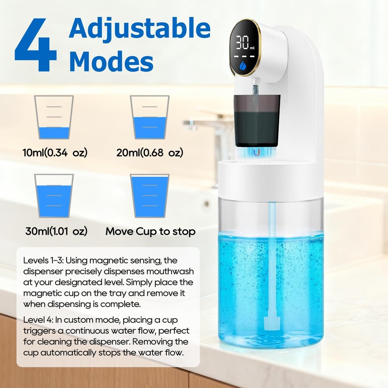 Automatic Mouthwash Dispenser for Bathroom, 21.12oz(600 ml)Touchless Smart Mouth Wash