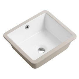 14 Inch Undermount Bathroom Sink Rectangle Small Undermount Sink White Ceramic Under Counter Bathroom Sinks with Overflow (14.0"x12.5")