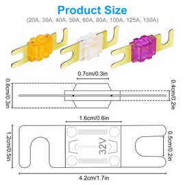 Linkstye 36PCS Mini ANL Fuse, Multipack Gold-Plated ANL Blade Fuse Set (20A, 30A, 40A, 50A, 60A, 80A, 100A, 125A, 150A)