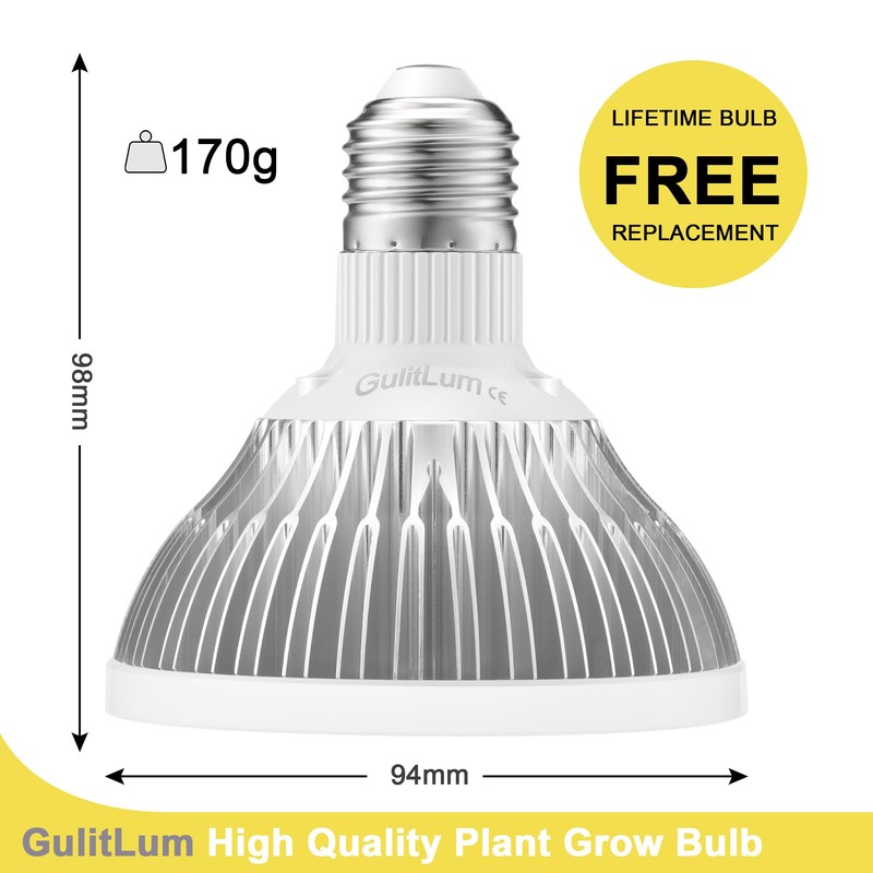 GulitLum LED Grow Light Bulb for Indoor Plants,18W Full Spectrum