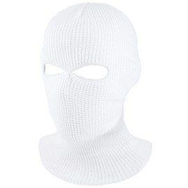 SATINIOR 2-Hole Knitted Ski Mask Full Face Mask Cover Neck Gaiter Winter Balaclava Warm Beanie for Outdoor Sports(Medium,White)