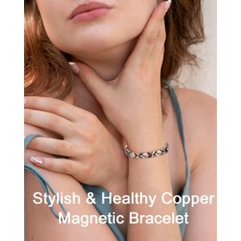 Magnetic Therapy Arthritis Copper Jewelry Set for Women, 3500 Gauss Magnetic Therapy Effectively Relieves Arthritis and Wrist Pain, Combination of Fashion and Health (Bracelet + Anklet) (D)