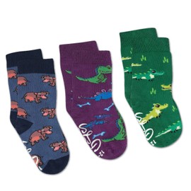 Hippopotamus, Crocodiles and Dinosaurs Kids Socks, 3-Pack, 1-2 Years
