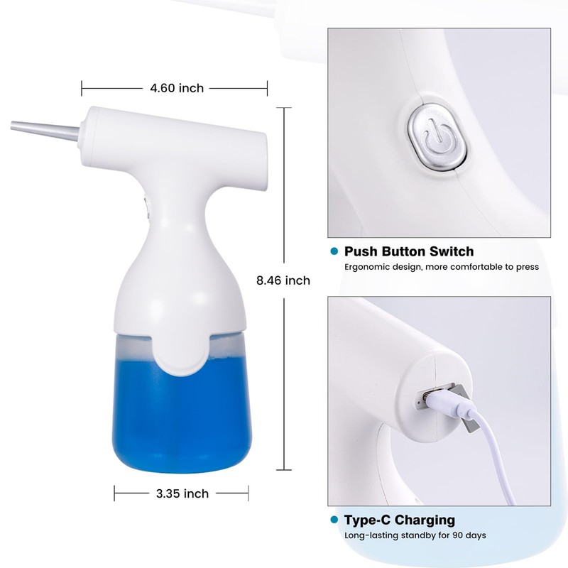 Electric Foam Soap Dispenser Rechargeable Foam Sprayer with 2 Nozzles