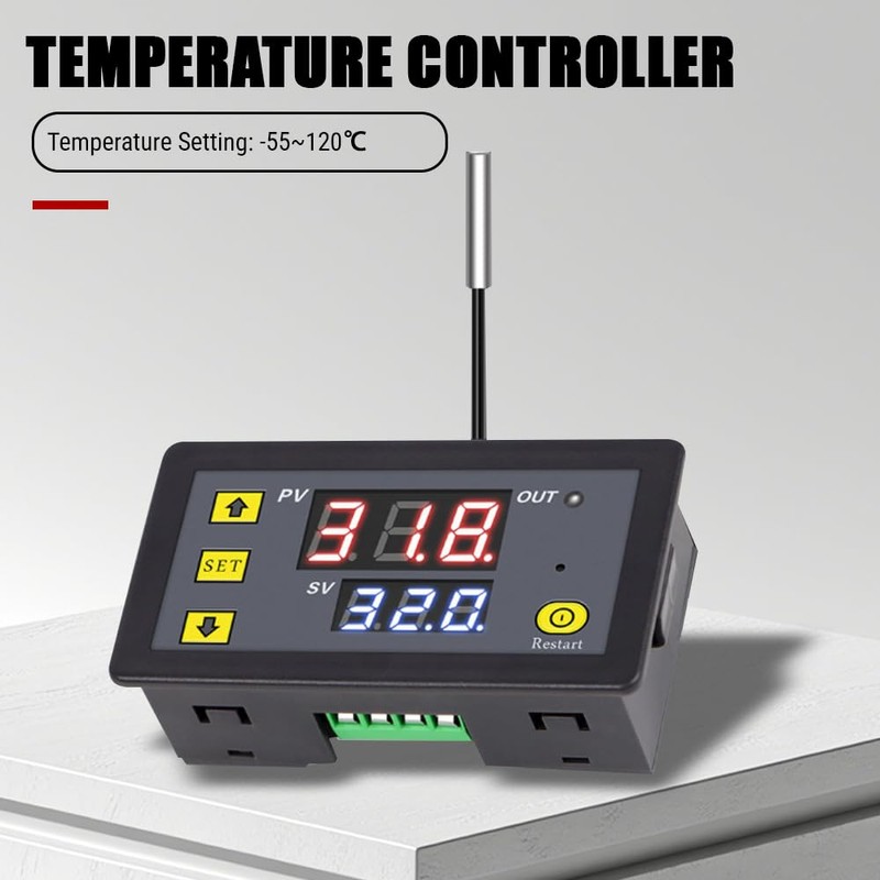 Uadme Digital Thermostat, Microcomputer Temperature Controller with Sensor, W3230 DC