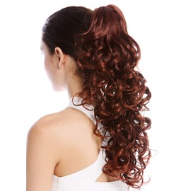WIG ME UP - N956-V-33T130 Ponytail Braid Curly Voluminous Combs Long 50 cm Brown Red Highlighted