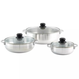 USA 3 Piece Natural Aluminum Caldero Set (1.6/3.2/4.6 Quart), Silver