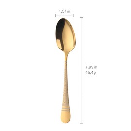 BUYER STAR Gold Dinner Spoons Set of 12, Hammered Stainless Steel Table Spoon Cutlery Set, Dessert Spoons with Laser Snake Pattern for Home Restaurant, Dishwasher Safe - 7.5 Inch