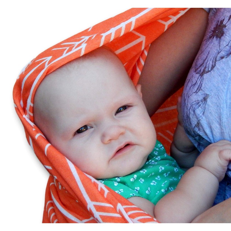Infinity - Bufanda de lactancia para bebé, Orange w/White Arrows