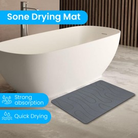 TBEECOZY Stone Bath Mat,Bath Rug Diatomaceous Earth Shower Mat,Drying Hard Bathroom Mat,Non-Slip Super Absorbent Stone Bath Mats Rug f for Bathroom Shower Floor