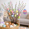 KENJOVIVO Artificial Easter Spray Vine with Pastel Easter Eggs and