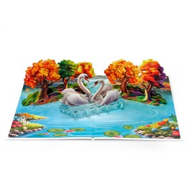 CUTPOPUP Swan Couple - 3D Valentines Card, Valentines Card for Husband, Anniversary Card, Pop Up Cards, Greeting Romantic Love Card for Him Her Wife Husband Couple Parent (Swan) US8-LO173UK