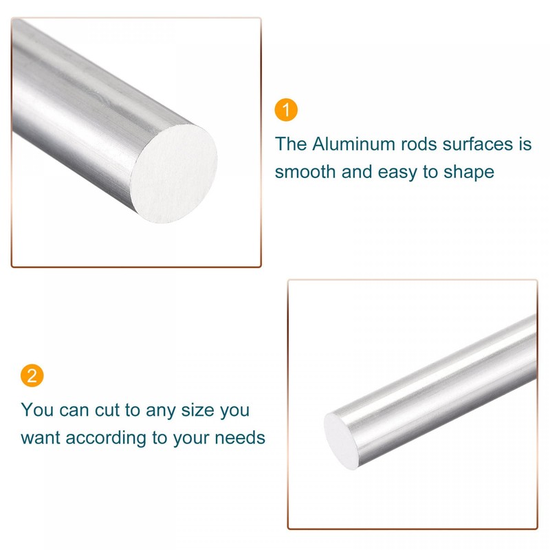 sourcing map Aluminum Solid Round Rod 12mm Diameter 300mm Length