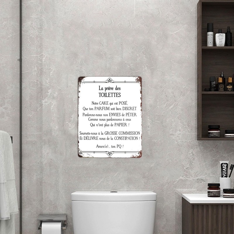 SMARTAIAN La Prayer des Toilettes Vintage Metal Wall Plaque