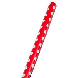 JAM PAPER Gift Wrap - Polka Dot Wrapping Paper - 25 Sq Ft - Red with White Dots - Roll Sold Individually