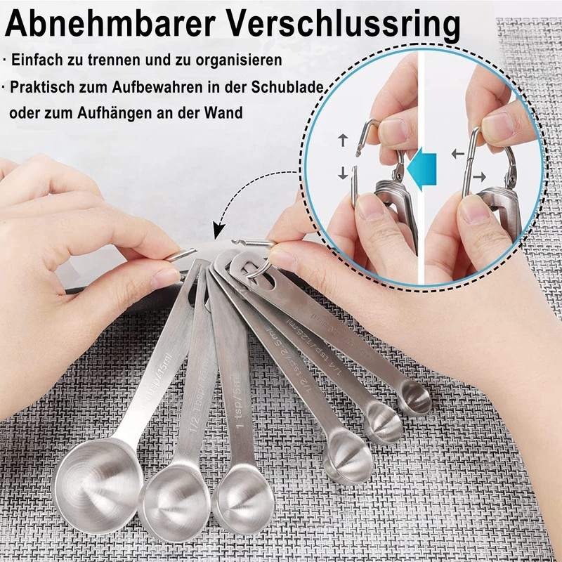 Measuring Spoon Set Stainless Steel Tea Spoons 6 Pieces Cup