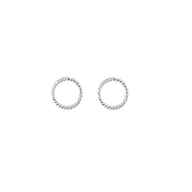 Frieda + Paul Twist Circle Geo Basic Women's Girls Stud Earrings 925 Sterling Silver Tarnish-Resistant Jewellery Box, Sterling Silver, 0