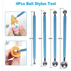 15 PCS Basic Polymer Clay Tools, Dotting Tools, Clay Sculpting Tools Acrylic Roller Pin, Clear Rectangle Sheet Press Board, Double-Ended Pottery Carving Set for Beginner