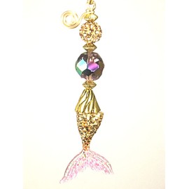Pink and Gold Mermaid Tail with Rhinestone Ceiling Fan Pull