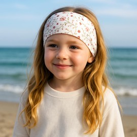 Wollhuhn Eco Boys / Girls Cool Elastic Headband/Hair Band Comfortable Jersey Cotton Many Designs Children (Flower Meadow White/Rose)
