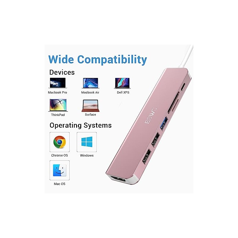 JESWO 7 en 1 HUB USB C, para MacBook ProAirNeoHuaweiDispositivos