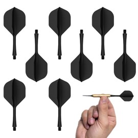 BFSYRR Dart Flights, Dart Flights and Stems, 8 Pack Black Dart Flights and Stems, All in One Dart Flights, Durable for Sports Field Use for Enhanced Durability and Precision