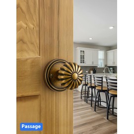 MRML Passage Door Knob Antique Brass Retro Door Knob, Interior Kitchen Pantry Door Handle Hall Closet Vintage DoorKnob, Aluminium Alloy Knob, 1 Pack
