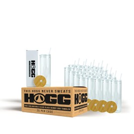 Hogg 20oz Sublimation Glass Cups - Clear Duo (25 Units), Comes with 2 Lids, Frosted Glass Cups with Lids and Straws Bulk, Sublimation Blanks Bulk, Frosted Sublimation Glass with Bamboo Lid