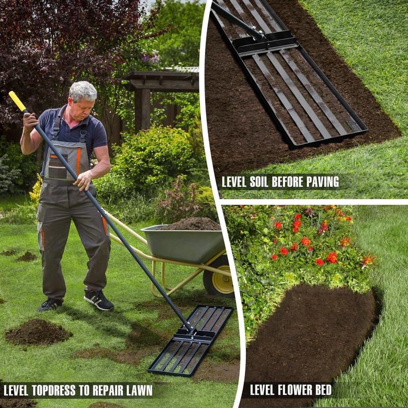 Jardineer Lawn Leveling Rake 36 Inches with 72 Inches Long