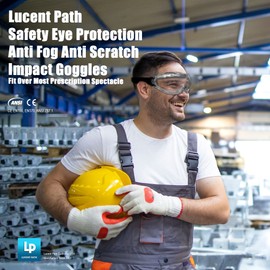 Lucent Path 2 Packs Safety Goggles Anti-Fog Anti-Scratch CE ANSI Certified Clear Impact Resistant Eye Protection Goggles