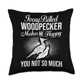 Ivory Billed Woodpecker Bird Feeder House Birdwatching Throw Pillow