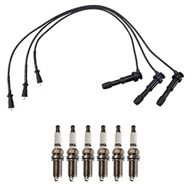 TRQ Ignition Kit Spark Plugs Spark Plugs Wire Set Compatible with 2004-2006 Kia Sorento