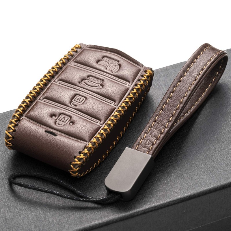Vitodeco Genuine Leather Smart Key Fob Case Cover Protector with