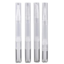 4 pack 5ml Transparent Twist Pens for Cuticle Oil Applicator, Empty Nail Oil Pen with Brush Tip, Cosmetic Lip Gloss Container Applicators Eyelash Growth Liquid Tube