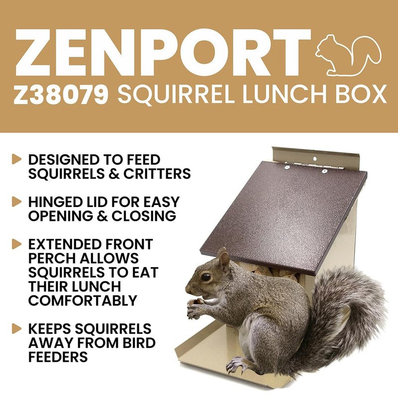 Zenport Z38079 Squirrel Lunch Box Hopper Squirrel Feeder - Helps